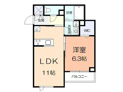 ＪＲ横浜線 橋本駅(神奈川) 徒歩8分 3階建 築3年(1LDK/3階)の間取り写真