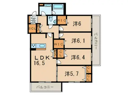 SHAMAISON GRACE ASHIYA(4LDK/2階)の間取り写真