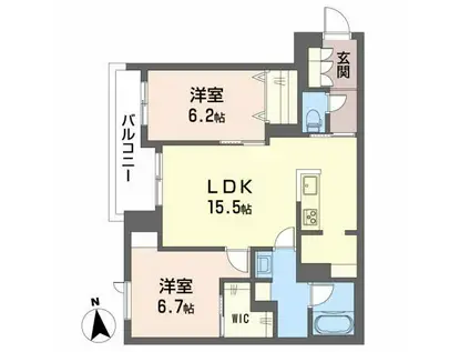 GRACE北長瀬(2LDK/2階)の間取り写真