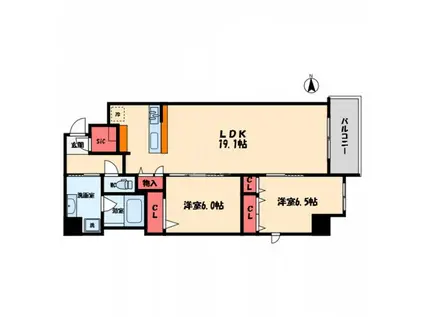 リアライズ天満橋(2LDK/4階)の間取り写真