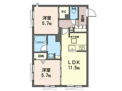 フロッサイト本蓮沼(2LDK/1階)の間取り写真