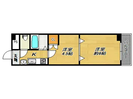 メゾネットフジ(2K/4階)の間取り写真