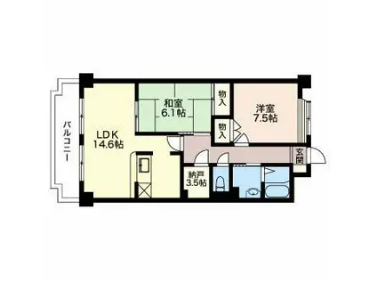 COMFORT御影町(2LDK/2階)の間取り写真