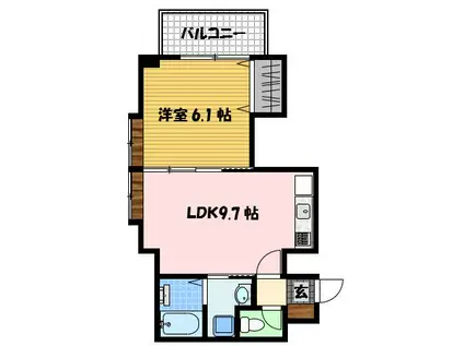 NSK出島マンション(1LDK/8階)の間取り写真
