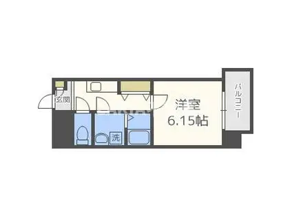 ウインズコート都島(1K/6階)の間取り写真