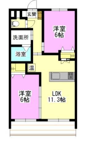 ライトビューティー武田(2LDK/1階)の間取り写真