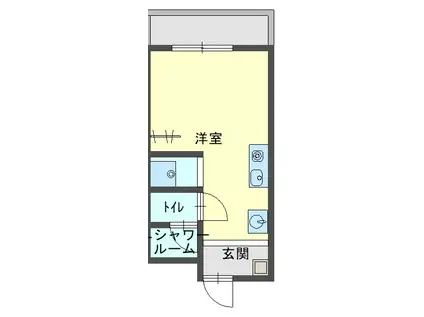 ビタミンテラス下山手(ワンルーム/2階)の間取り写真