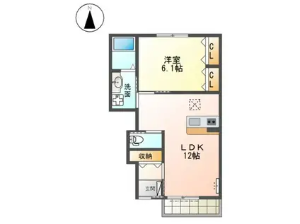 スミール B(1LDK/1階)の間取り写真