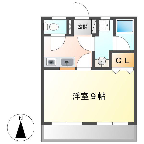 第5マユミビル(1K/1階)の間取り写真