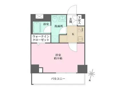 ベルフェリーク木場(1K/8階)の間取り写真