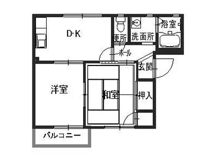 メリーハイツ(2DK/2階)の間取り写真