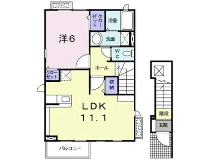 メゾンソレイユII(1LDK/2階)の間取り写真