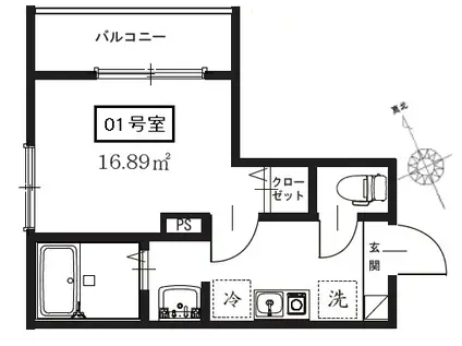 MELDIA関原2丁目NO.19(1K/3階)の間取り写真