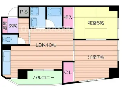 ハイツユートピア(2LDK/4階)の間取り写真