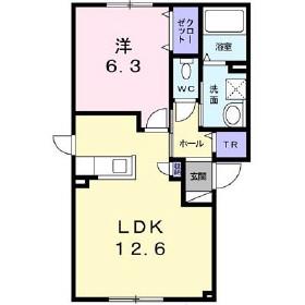 チアトI(1LDK/1階)の間取り写真
