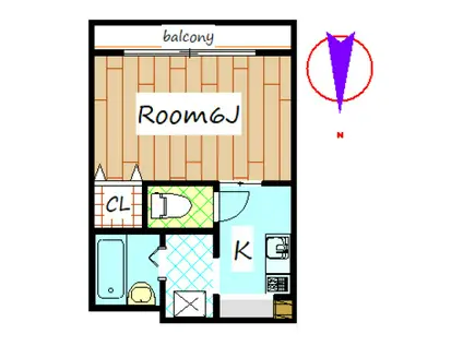 シタラハイツII(1K/1階)の間取り写真