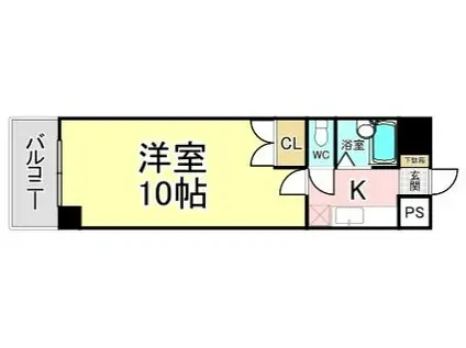 ウインズ竪町(1K/3階)の間取り写真