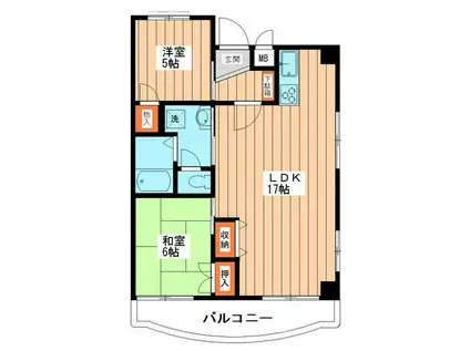 スリーシャインビル(2LDK/4階)の間取り写真