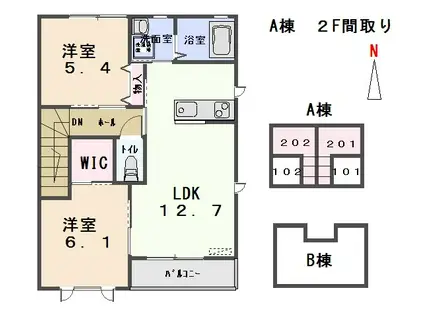 メゾンウィステリアA(2LDK/2階)の間取り写真