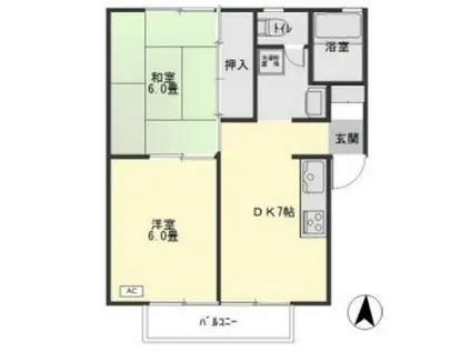 シャトー大半田 I棟(2DK/2階)の間取り写真