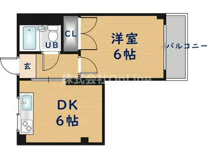 OMレジデンス八戸ノ里(1DK/4階)の間取り写真