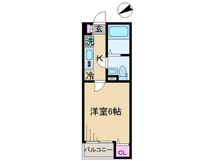 サンパレス王子(1K/2階)の間取り写真