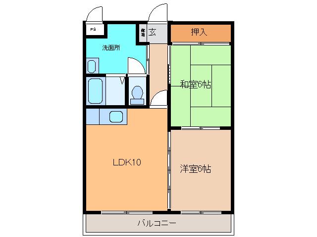 ヴィラ8-2(2LDK/4階)の間取り写真