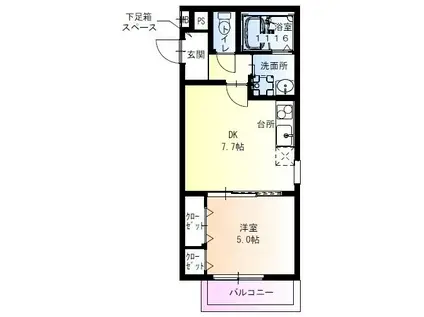 フジパレス吹田中の島公園VI番館(1DK/3階)の間取り写真