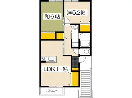 ソレジオKANZAKI(2LDK/1階)の間取り写真
