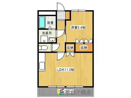 CORPOさくら C棟(1LDK/1階)の間取り写真