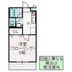 KAさくら(1K/1階)の間取り写真