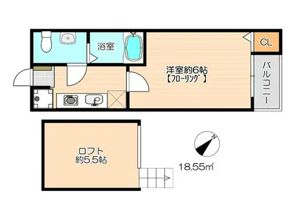 ジューク1(1K/1階)の間取り写真