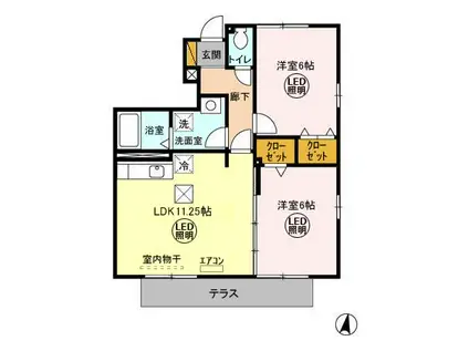 ワイズガーデンC(2LDK/1階)の間取り写真