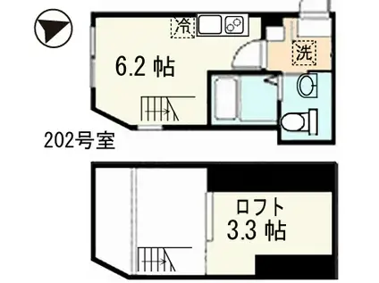 カーサハッピー戸塚(ワンルーム/2階)の間取り写真