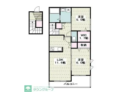 MAISON MITTE(2LDK/2階)の間取り写真