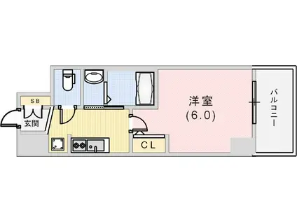 エステムコート新神戸II駅前山手(1K/3階)の間取り写真