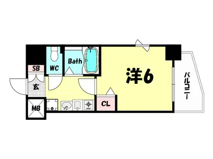 エステムコート神戸元町通(1K/6階)の間取り写真