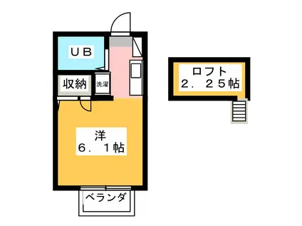 第2サンハイツ山本(ワンルーム/1階)の間取り写真