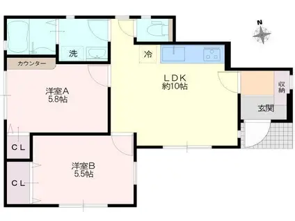 東武東上線 中板橋駅 徒歩6分 3階建 築8年(2LDK/1階)の間取り写真