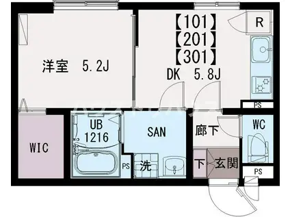 イクシオ東尾久(1DK/1階)の間取り写真