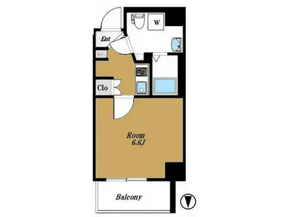 ヴェローレスパジオ清澄白河(1K/6階)の間取り写真