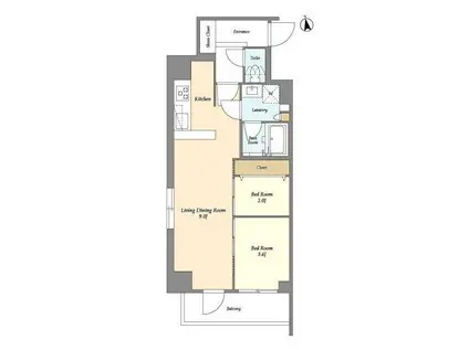 レクシード神楽坂(2DK/5階)の間取り写真