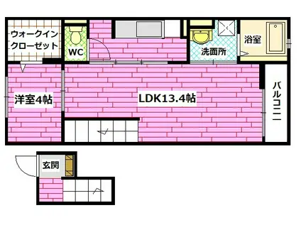 カーサ・ブルー(1LDK/4階)の間取り写真