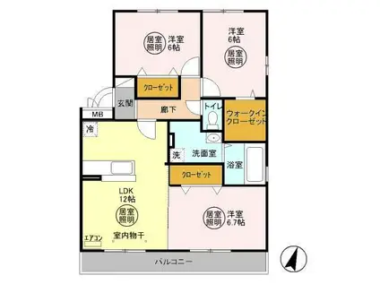 ソレアード305(3LDK/3階)の間取り写真