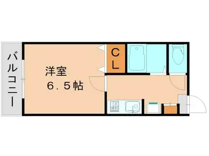 スライビング冷泉(1K/6階)の間取り写真