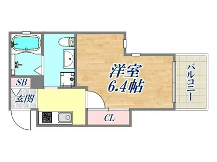 アクエリアス神戸(1K/2階)の間取り写真
