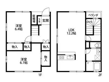 パインコーン(2LDK/1階)の間取り写真