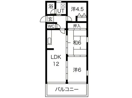 ベルハイツ西尾(3LDK/2階)の間取り写真
