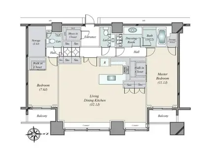 高輪・ザ・レジデンス(2SLDK/29階)の間取り写真