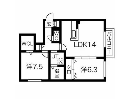 ESSENCE310C(2LDK/2階)の間取り写真